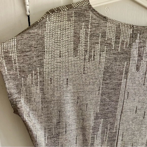 🆕 MANDEE Black/Tan w Silvery-Gold Pattern Crew Neck, Dolman  Sleeve Top XS NWT - Picture 5 of 9